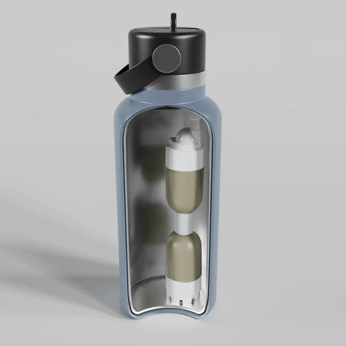 Image focusing on the straw inserted in a bottle, illustrating universal fit compatibility.
