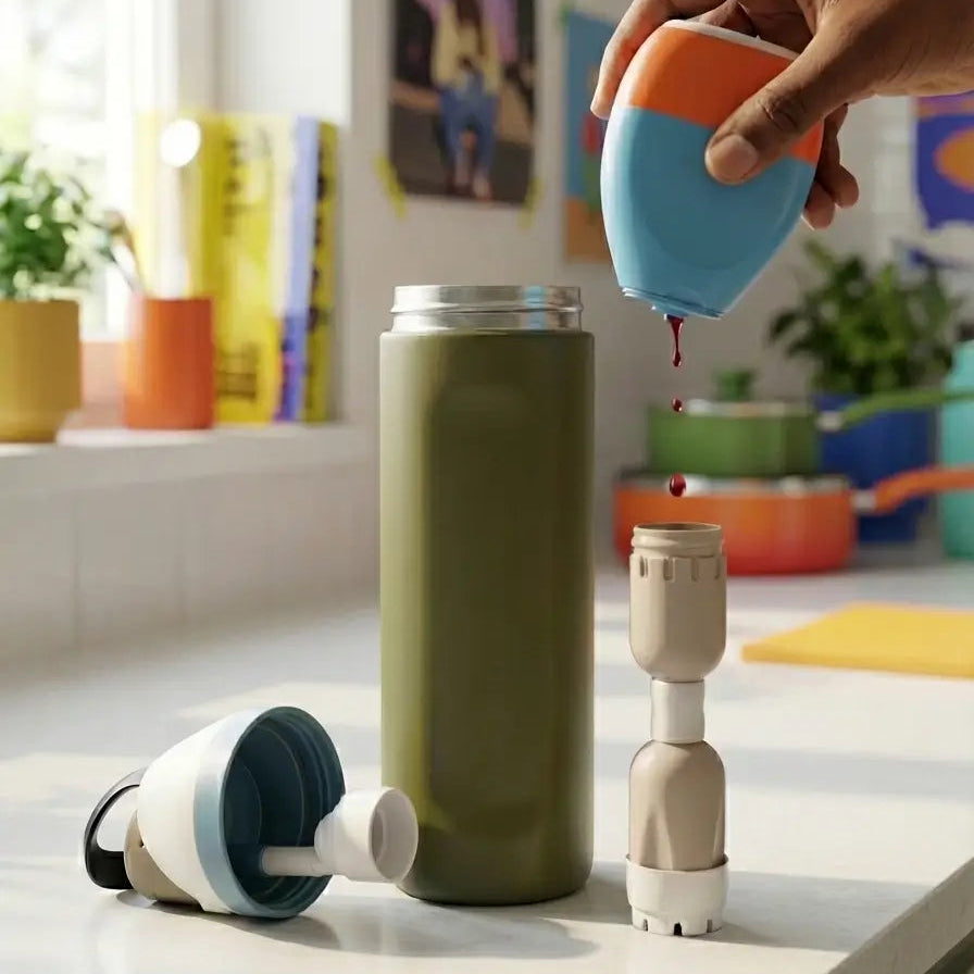 Hand dropping Mio into FlavaFil for customizable flavor in the bottle you already love